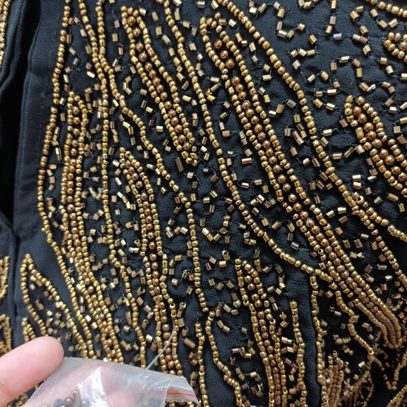 Heavy Georgette fabric beads work poncho.... - Picture 4 of 6